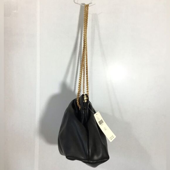 Anthropologie Black Faux Leather Convertible Handbag New - Picture 11 of 12